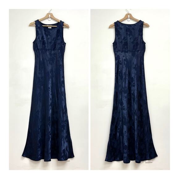 Vintage Y2K 90s Floral Romantic Empire Waist Sleeveless High Neck Maxi Dress - S - Picture 1 of 12